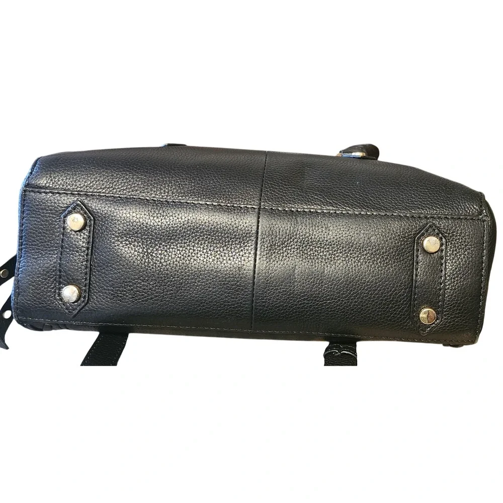 LODIS Genuine Leather Satchel Dome Crossbody Black Braided, Wallet & Dust Bag